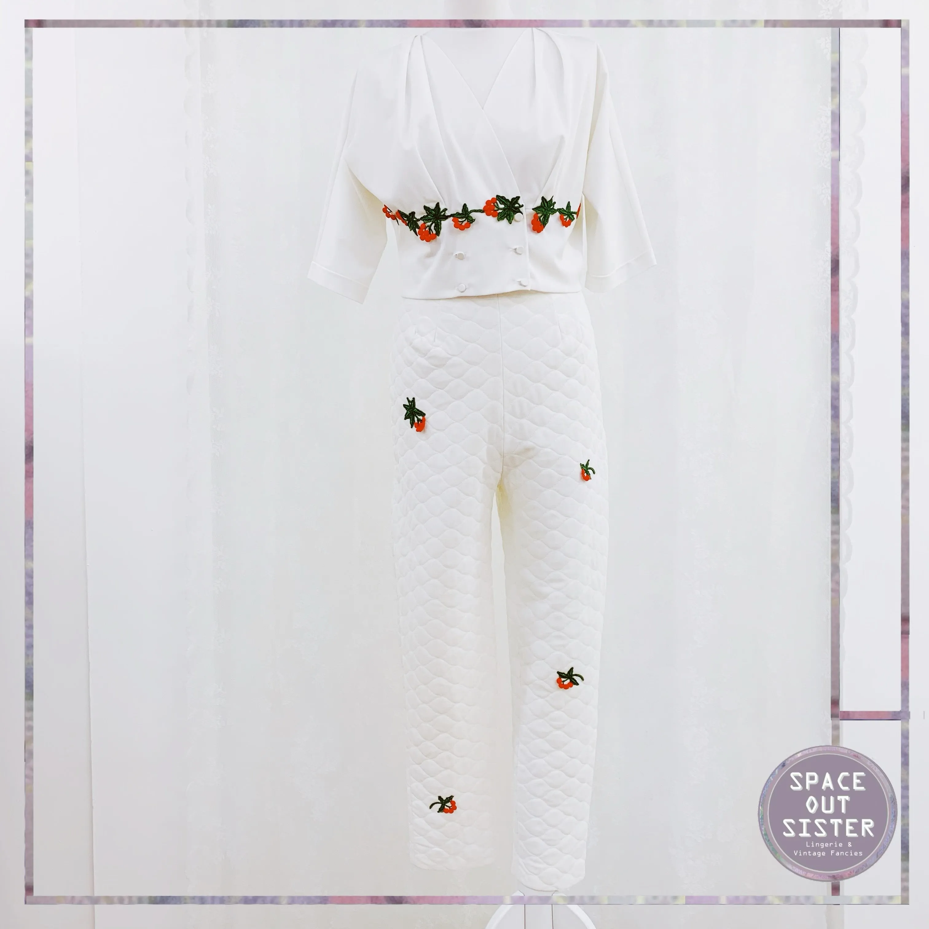 1950s Quilted Cherry Two Piece