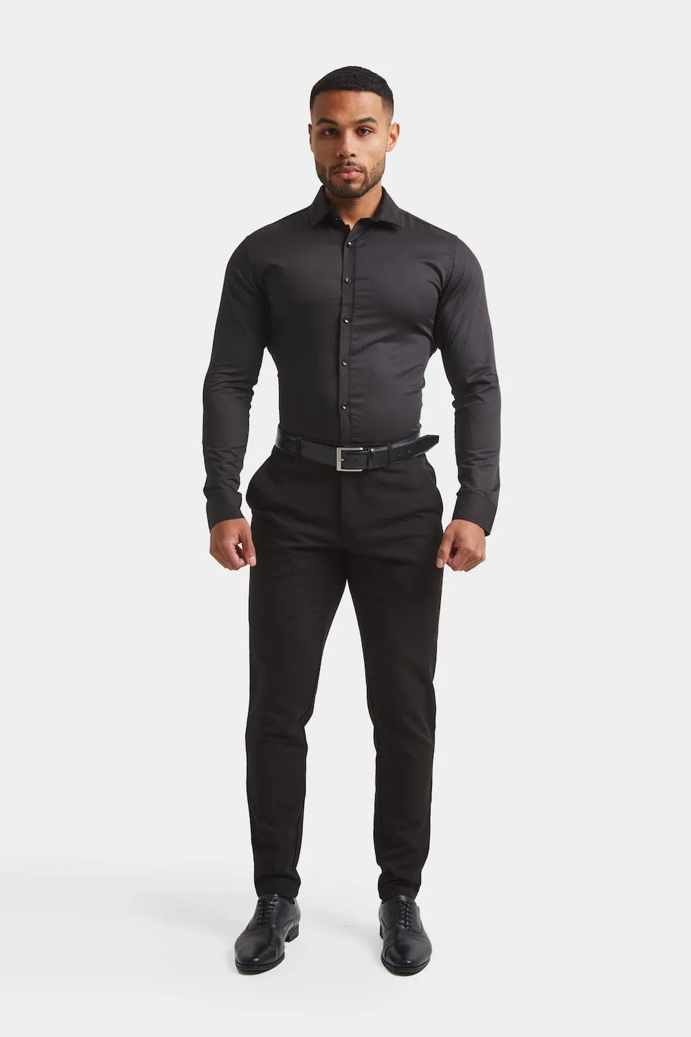 Athletic Fit Dress Shirt in Black