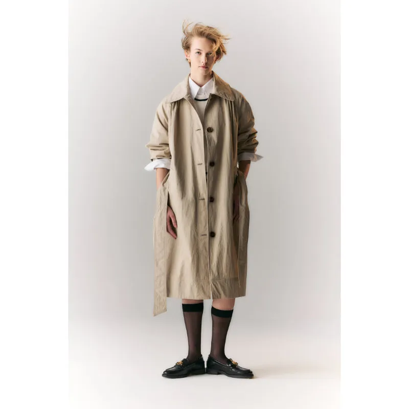 Barbour Garbo Ladies Showerproof Trench Coat - Light Sand/Rosemary Tartan