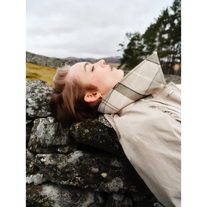Barbour Garbo Ladies Showerproof Trench Coat - Light Sand/Rosemary Tartan