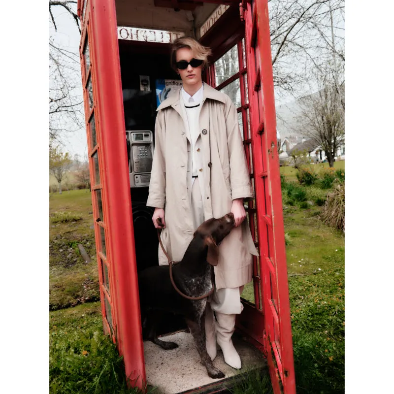Barbour Garbo Ladies Showerproof Trench Coat - Light Sand/Rosemary Tartan