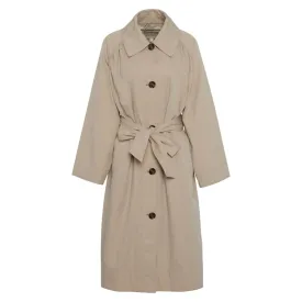 Barbour Garbo Ladies Showerproof Trench Coat - Light Sand/Rosemary Tartan