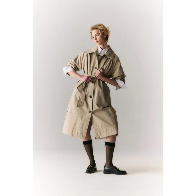 Barbour Garbo Ladies Showerproof Trench Coat - Light Sand/Rosemary Tartan
