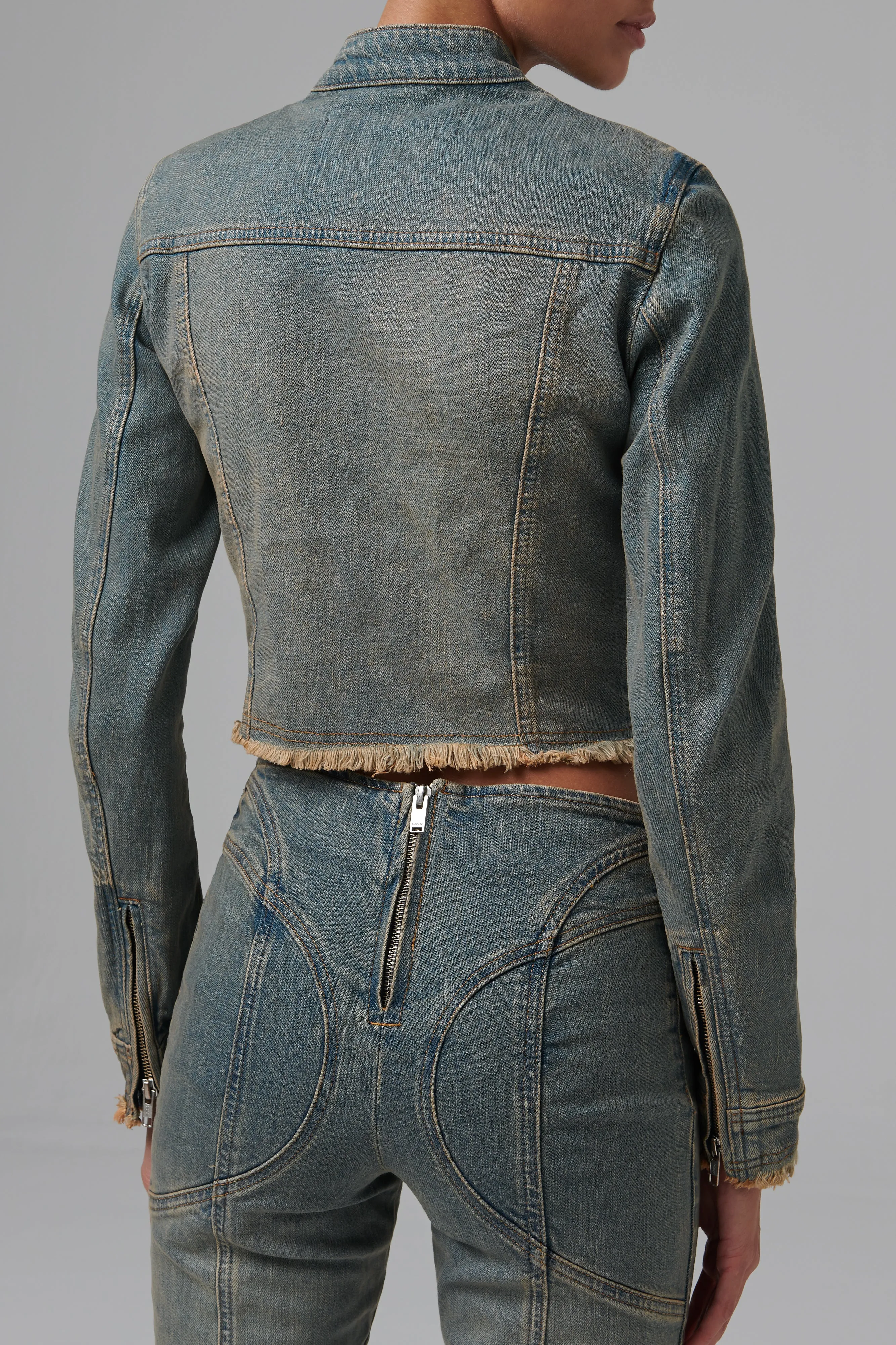 Blue Studded Denim Jacket