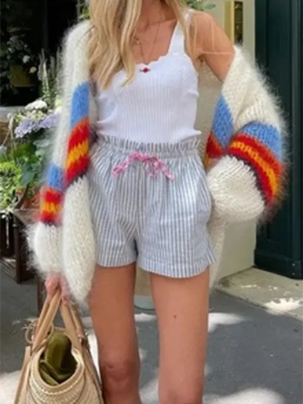 Blue Zone Planet |  Abby's Striped Loose Knitted Big Sleeve Cardigan