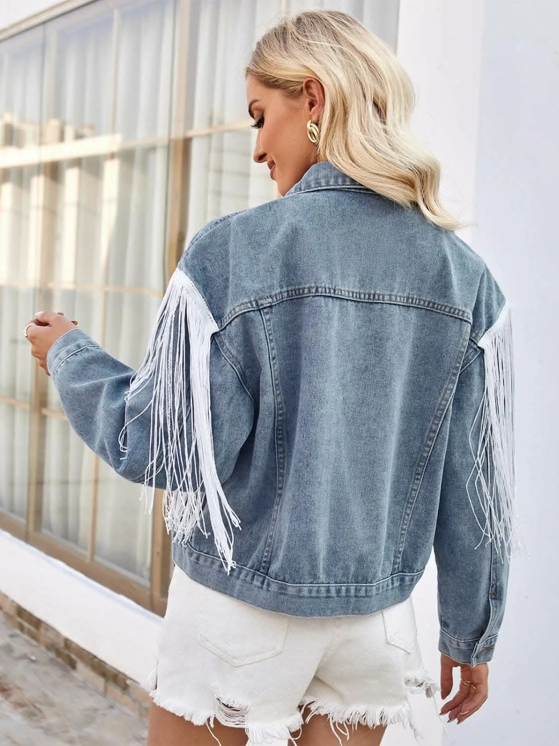 Boho tassel denim jacket