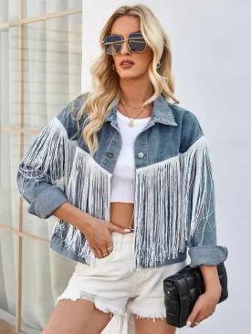 Boho tassel denim jacket
