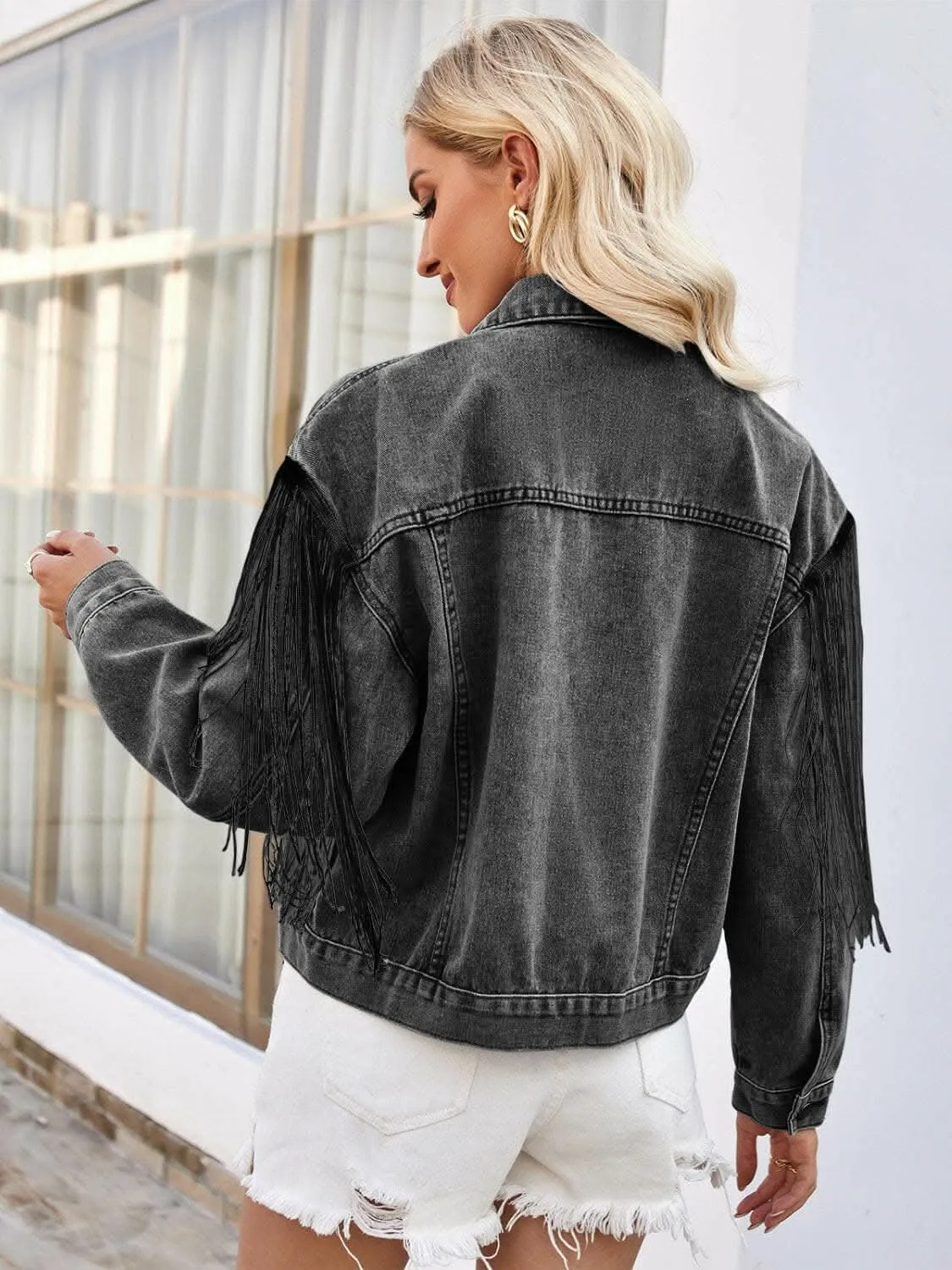 Boho tassel denim jacket