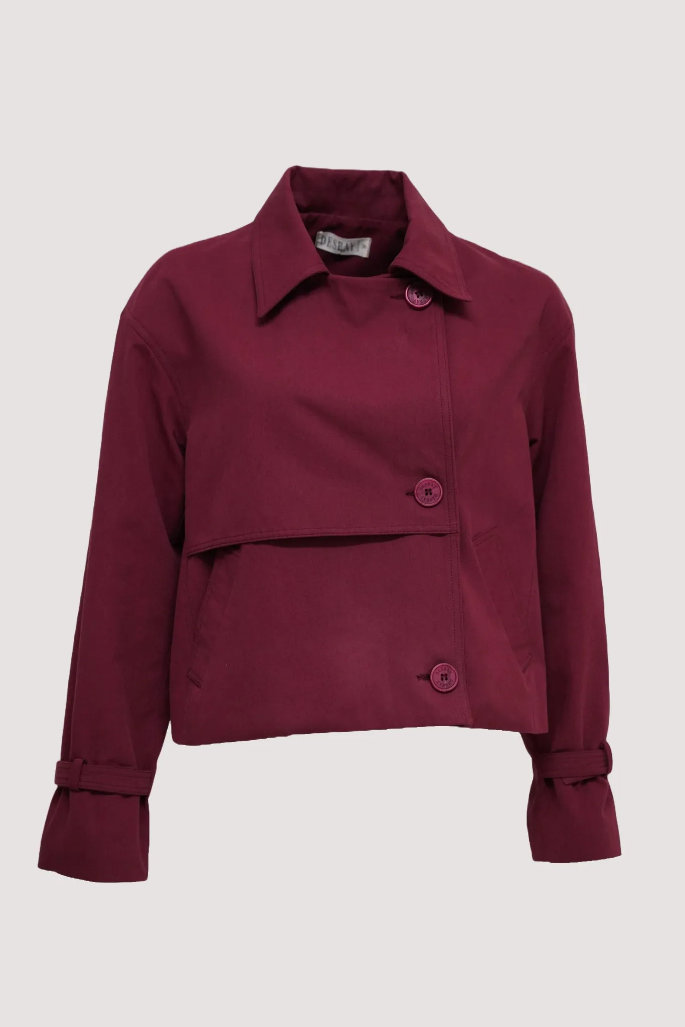 Burgundy Cropped Trench Coat