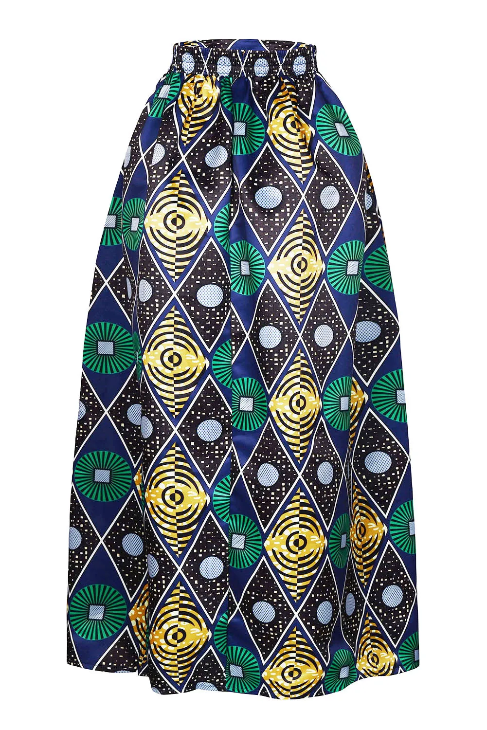 Chic Circle Diamond African Print Maxi Skirt