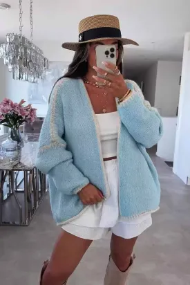 Contrast Loose Long Sleeve Cardigan
