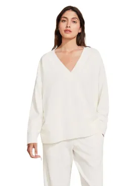 Eberjey Recycled Boucle V-Neck Sweater - Ivory
