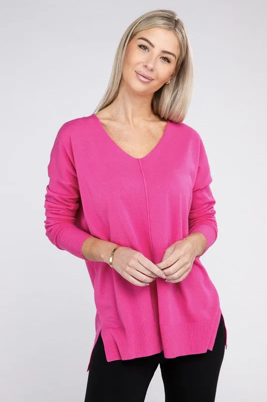 GARMENT DYED FRONT SEAM SWEATER • MORE COLORS
