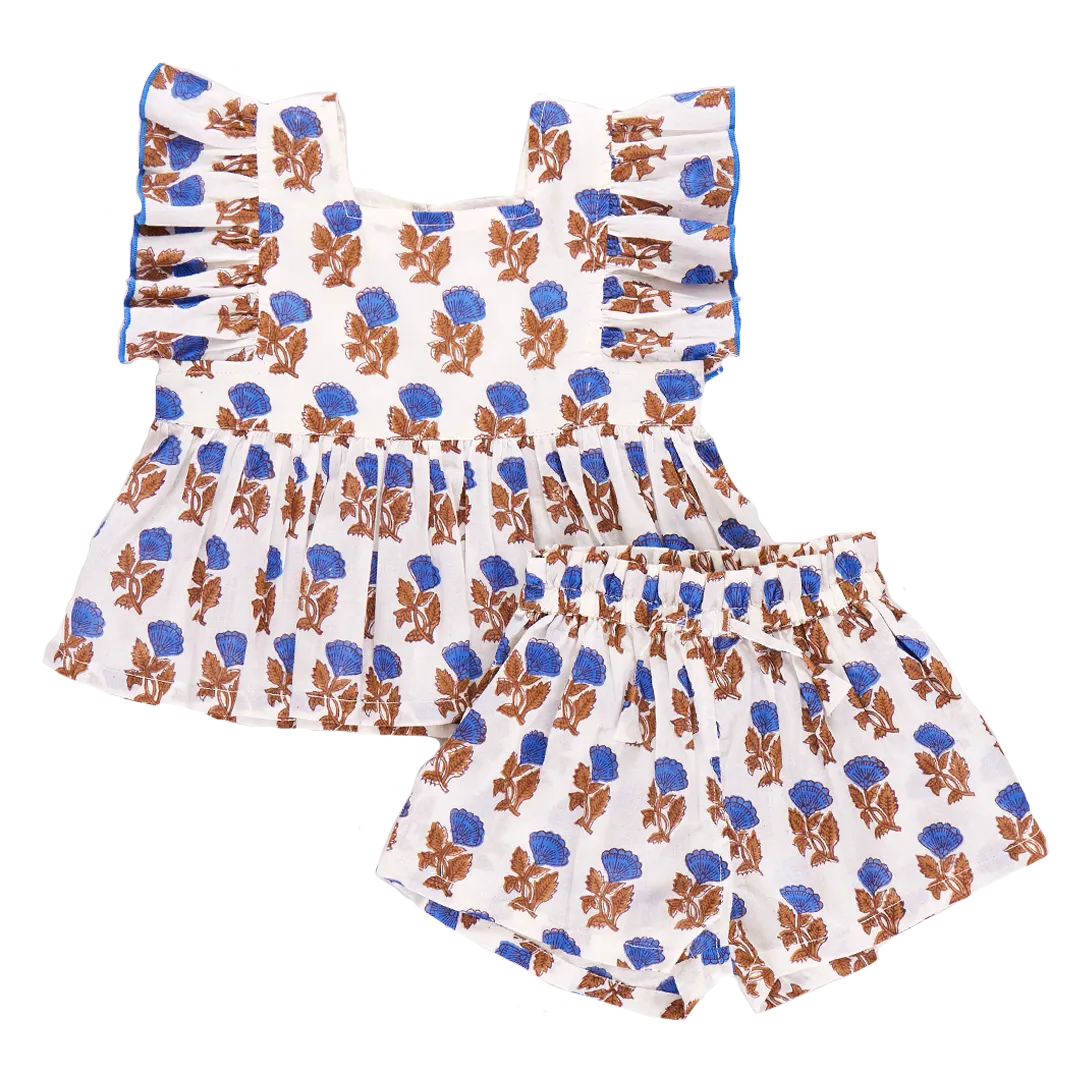 Girls Elsie 2-Piece Set - Blue Flower Drop