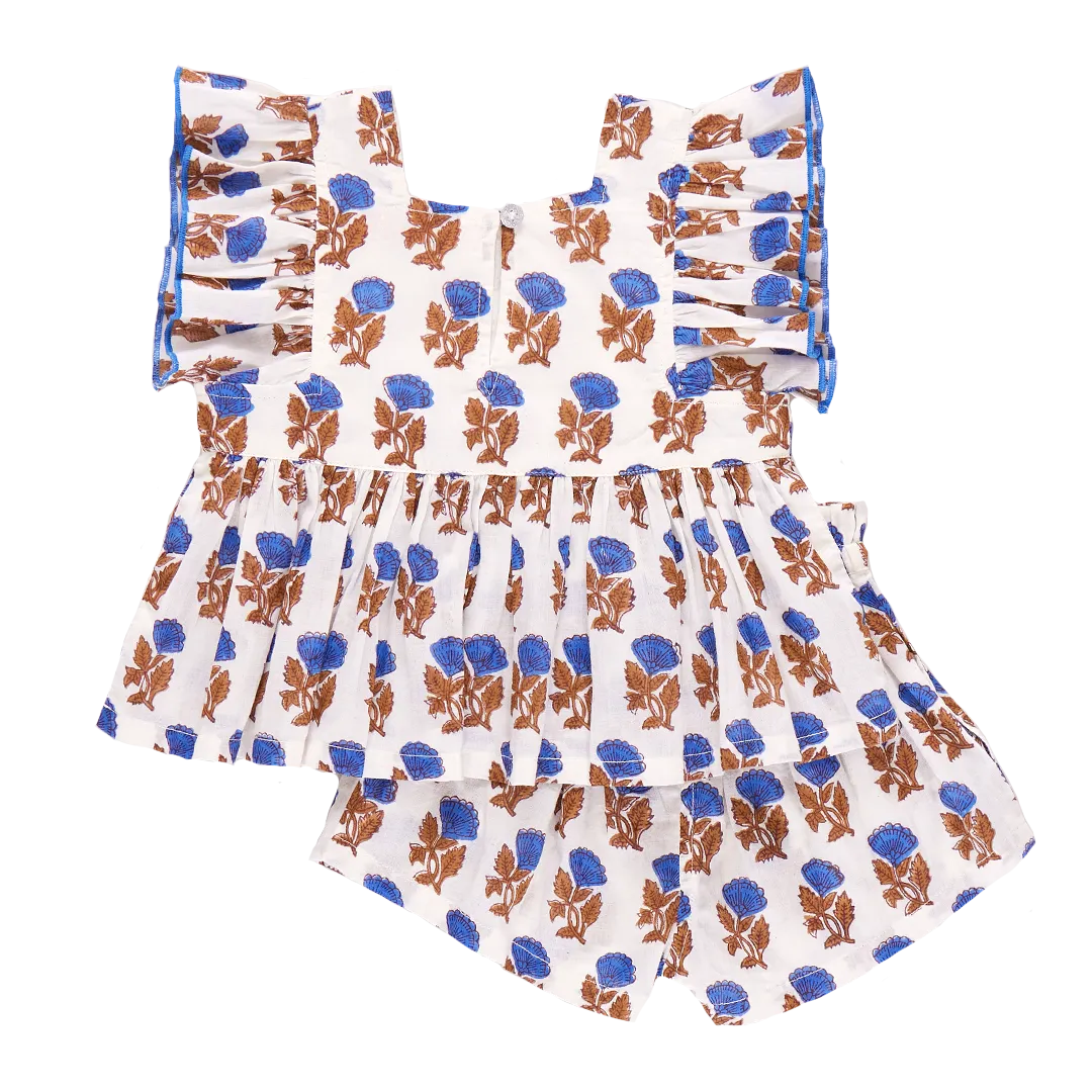 Girls Elsie 2-Piece Set - Blue Flower Drop