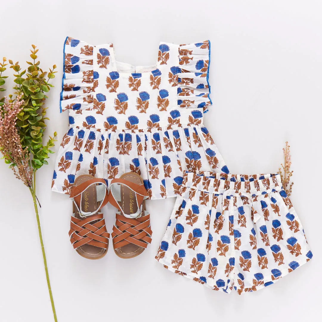 Girls Elsie 2-Piece Set - Blue Flower Drop