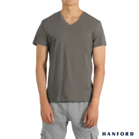 Hanford iCE Men 100% Cotton V-Neck Modern Fit Short Sleeves Shirt - Steel (Single Pack)