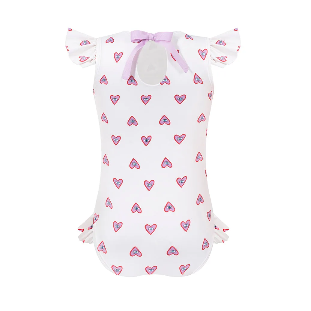 Hearts Girls One Piece Swimsuit