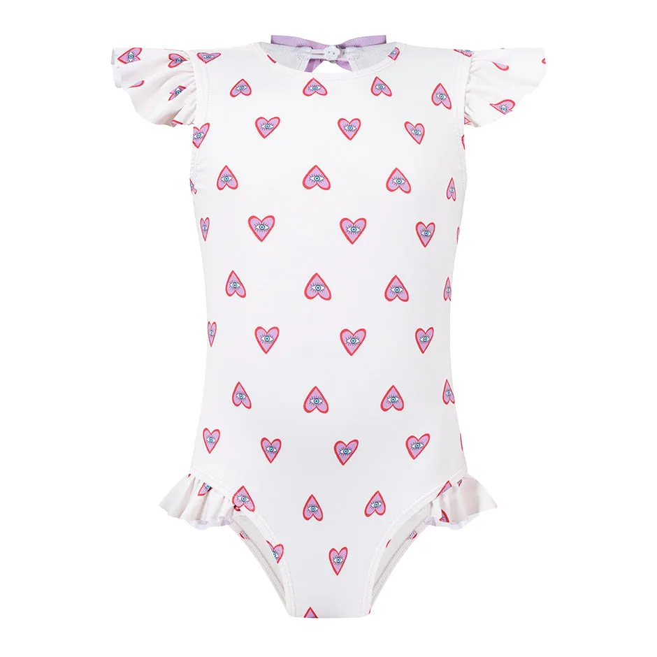 Hearts Girls One Piece Swimsuit