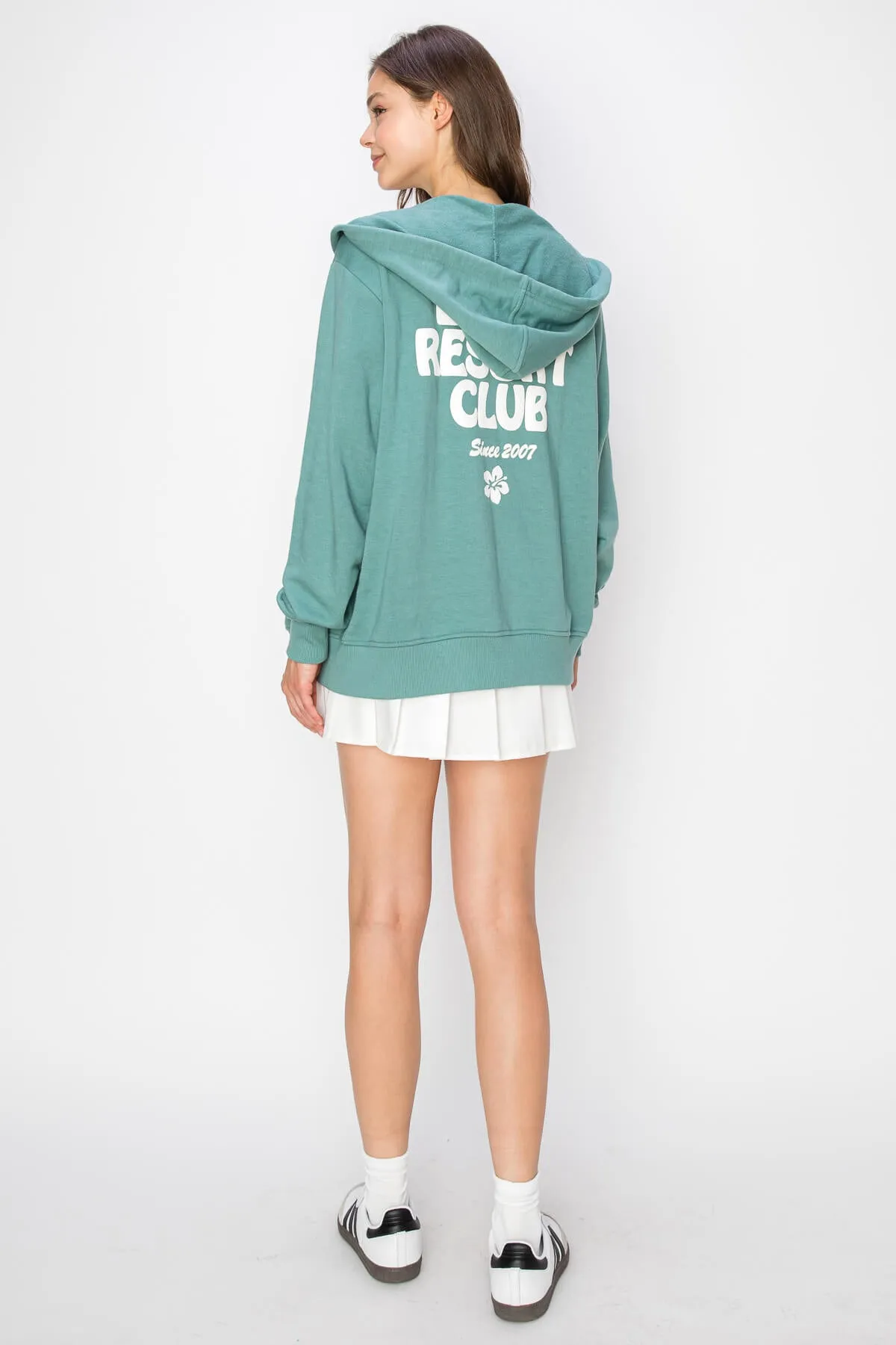 Hoodie Zip-Up Sweatshirts With Rubber Print Zip Up Hoodie - Green