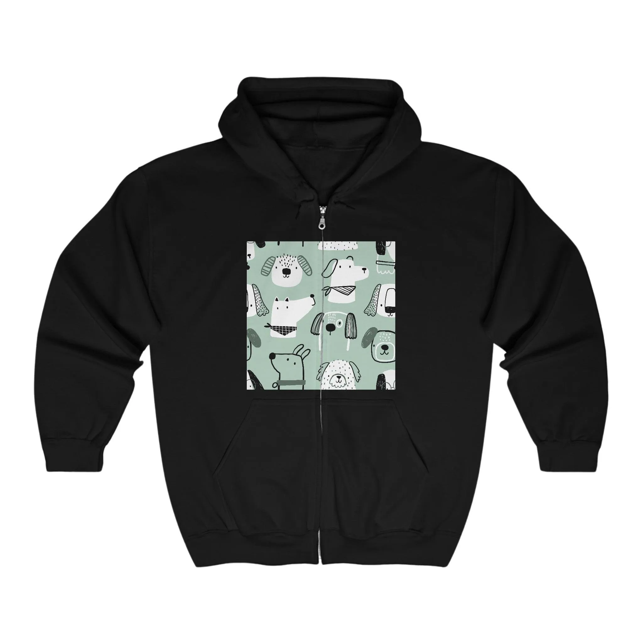 Illustrated Doggers Unisex Heavy Blend™ Full Zip Hooded Sweatshirt