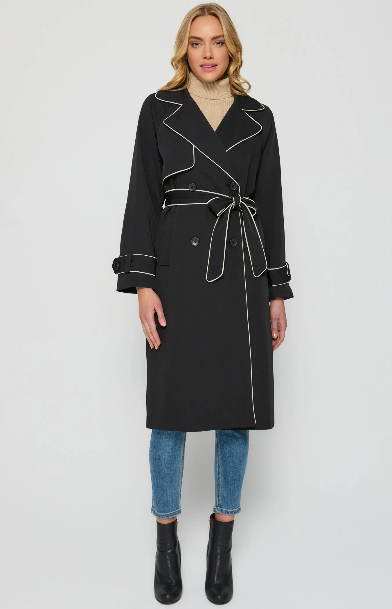Longline Trench Coat - Black