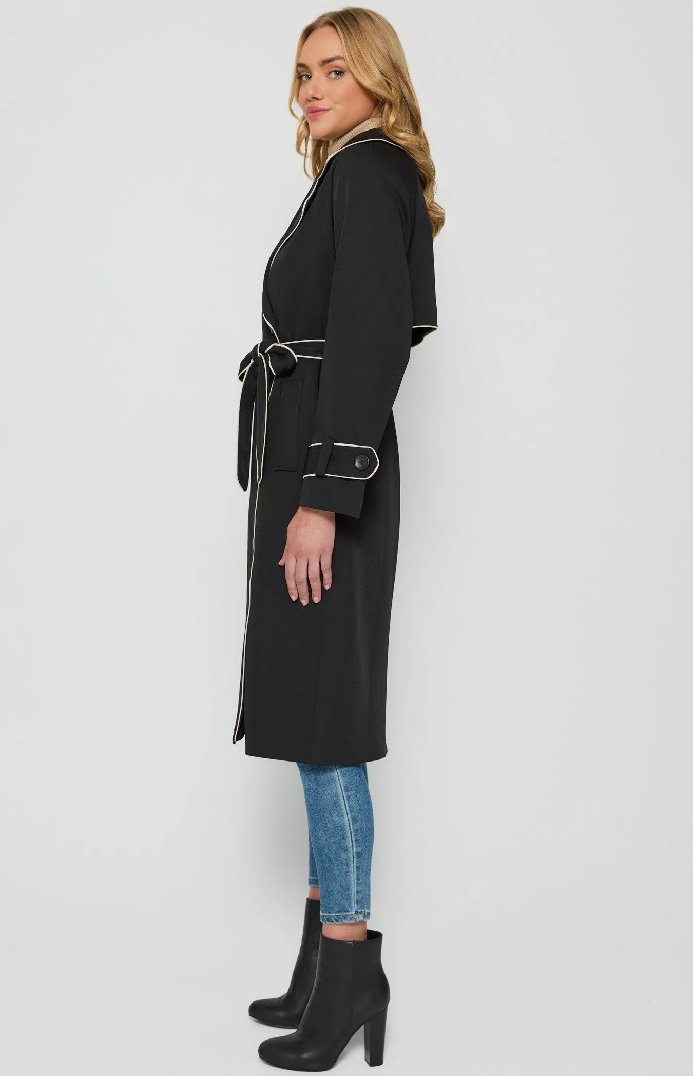 Longline Trench Coat - Black