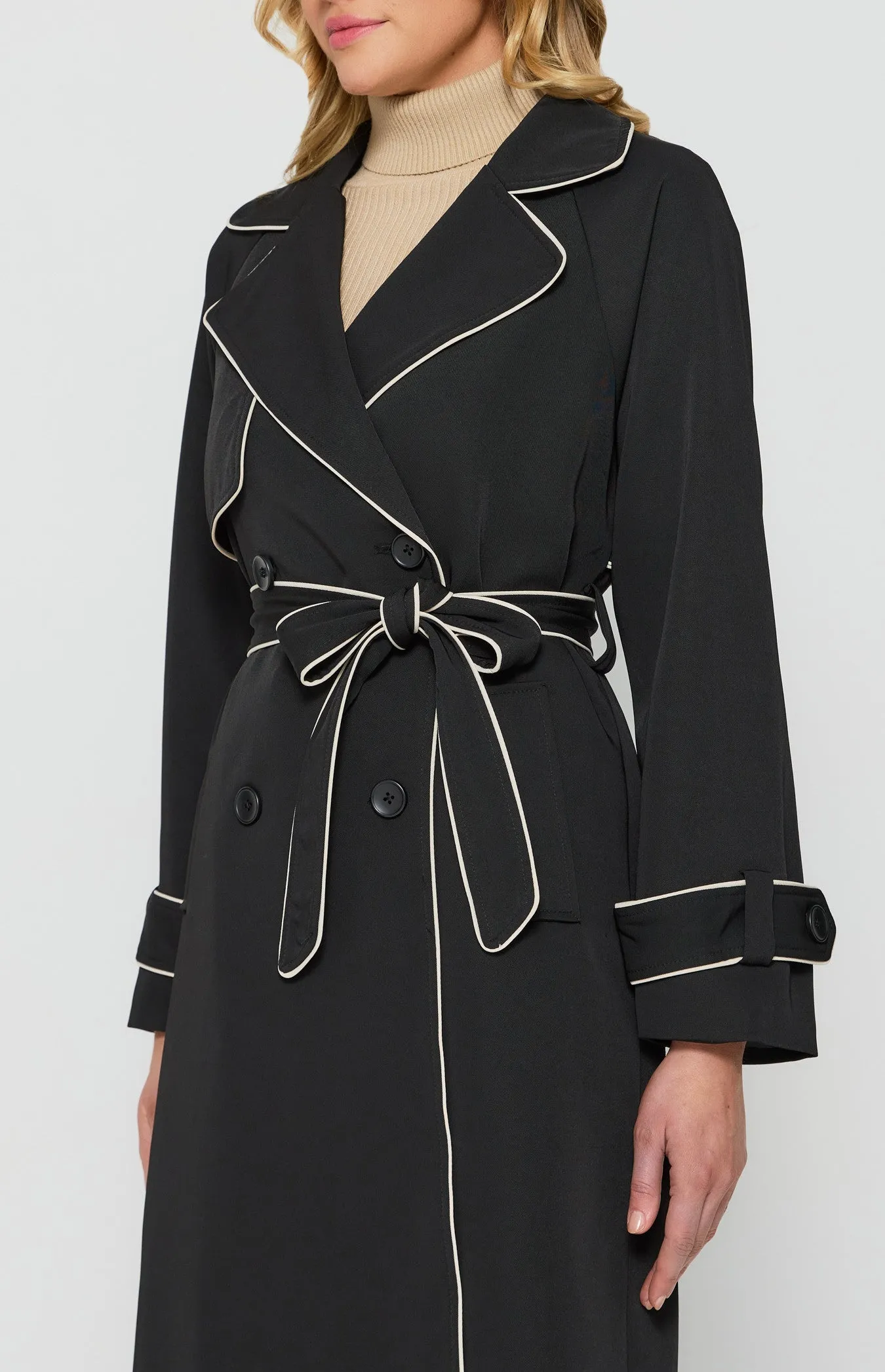 Longline Trench Coat - Black