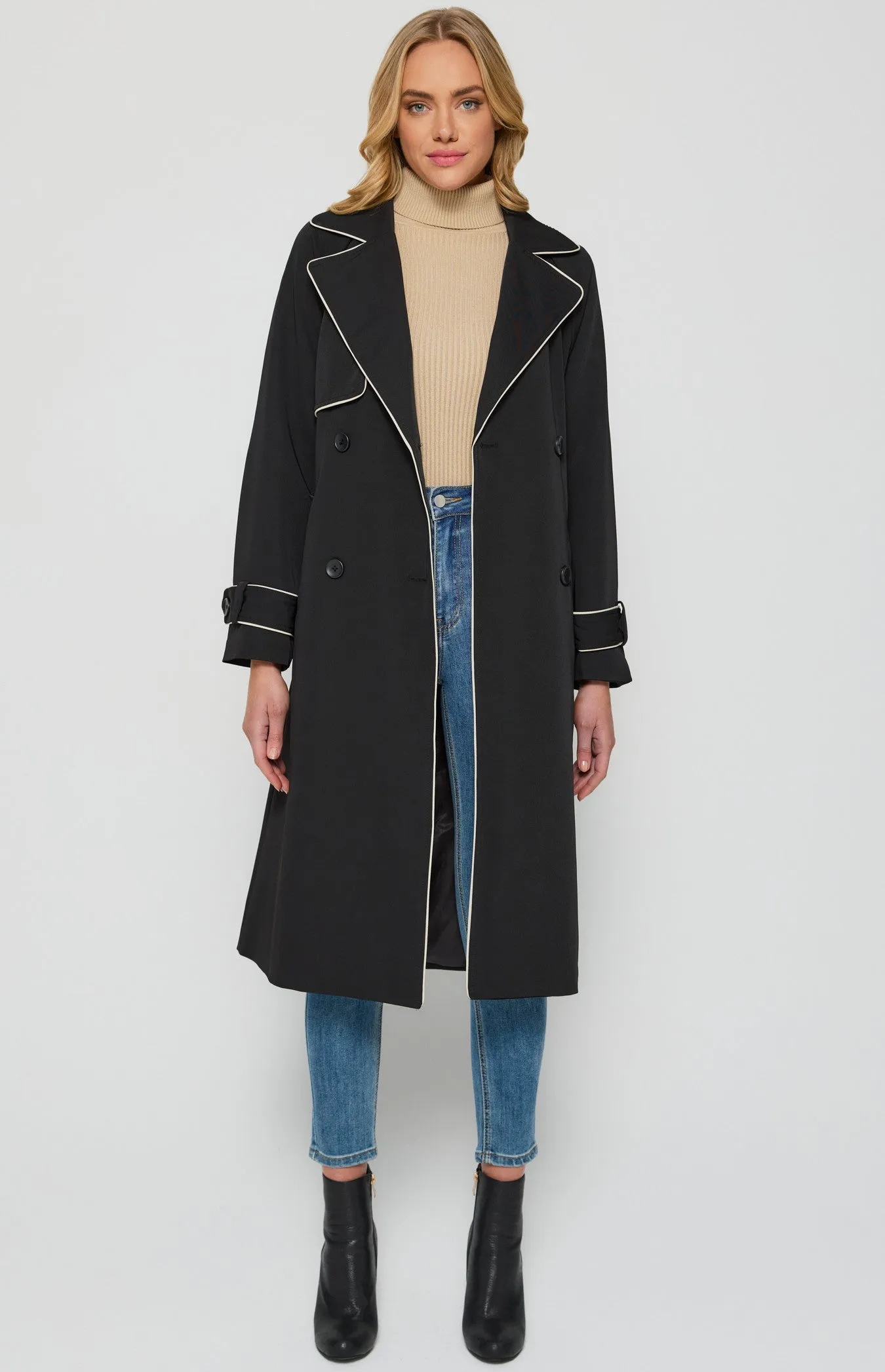 Longline Trench Coat - Black