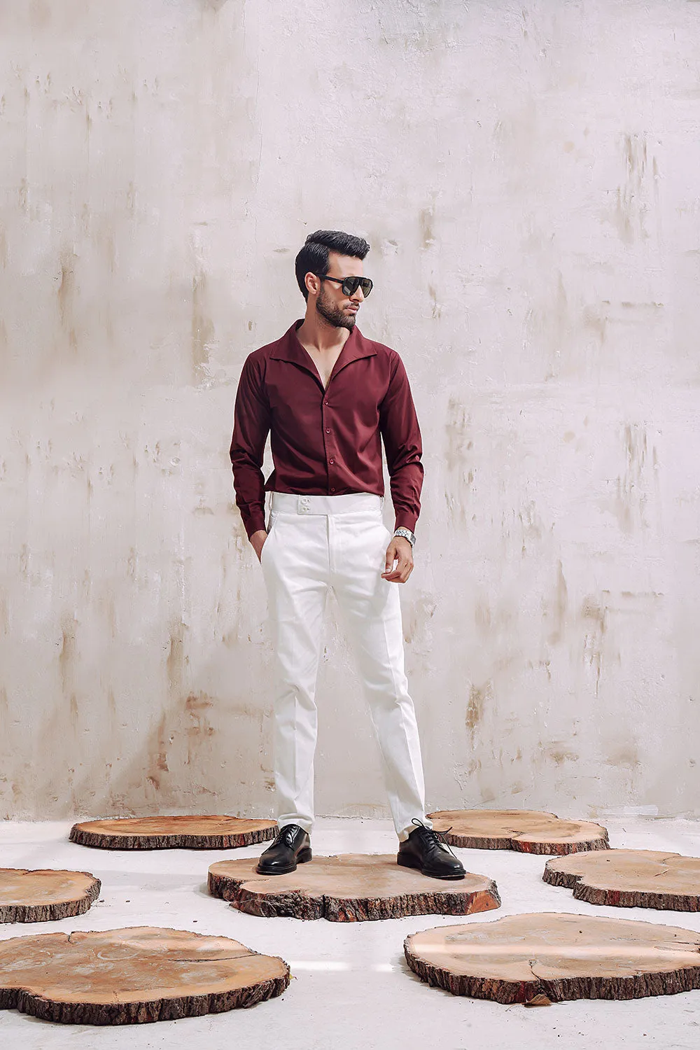 Maroon Sailor Collar Shirt