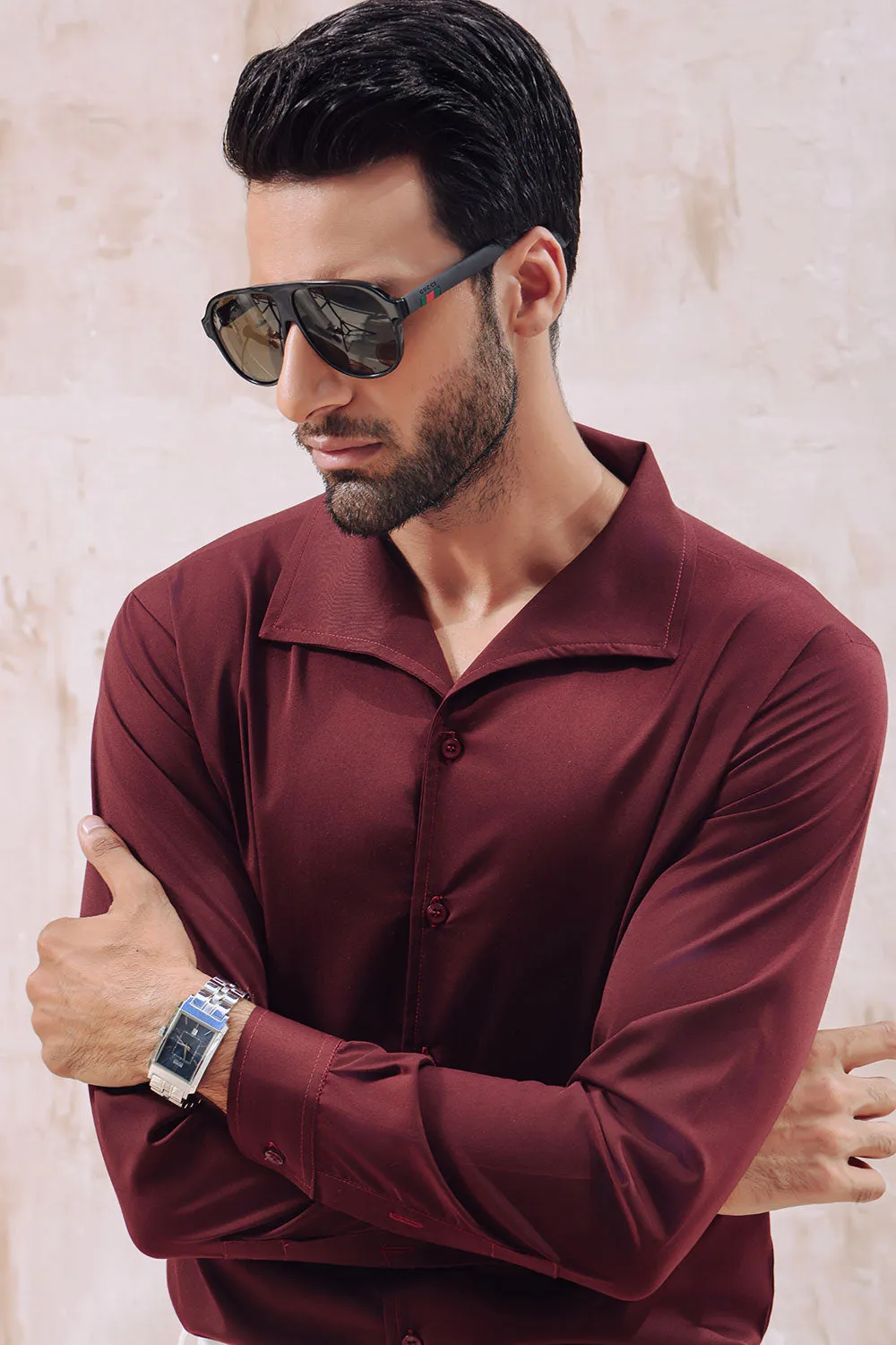 Maroon Sailor Collar Shirt