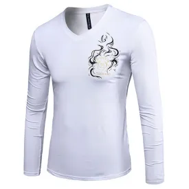 Mens Printed V-Neck T-shirt