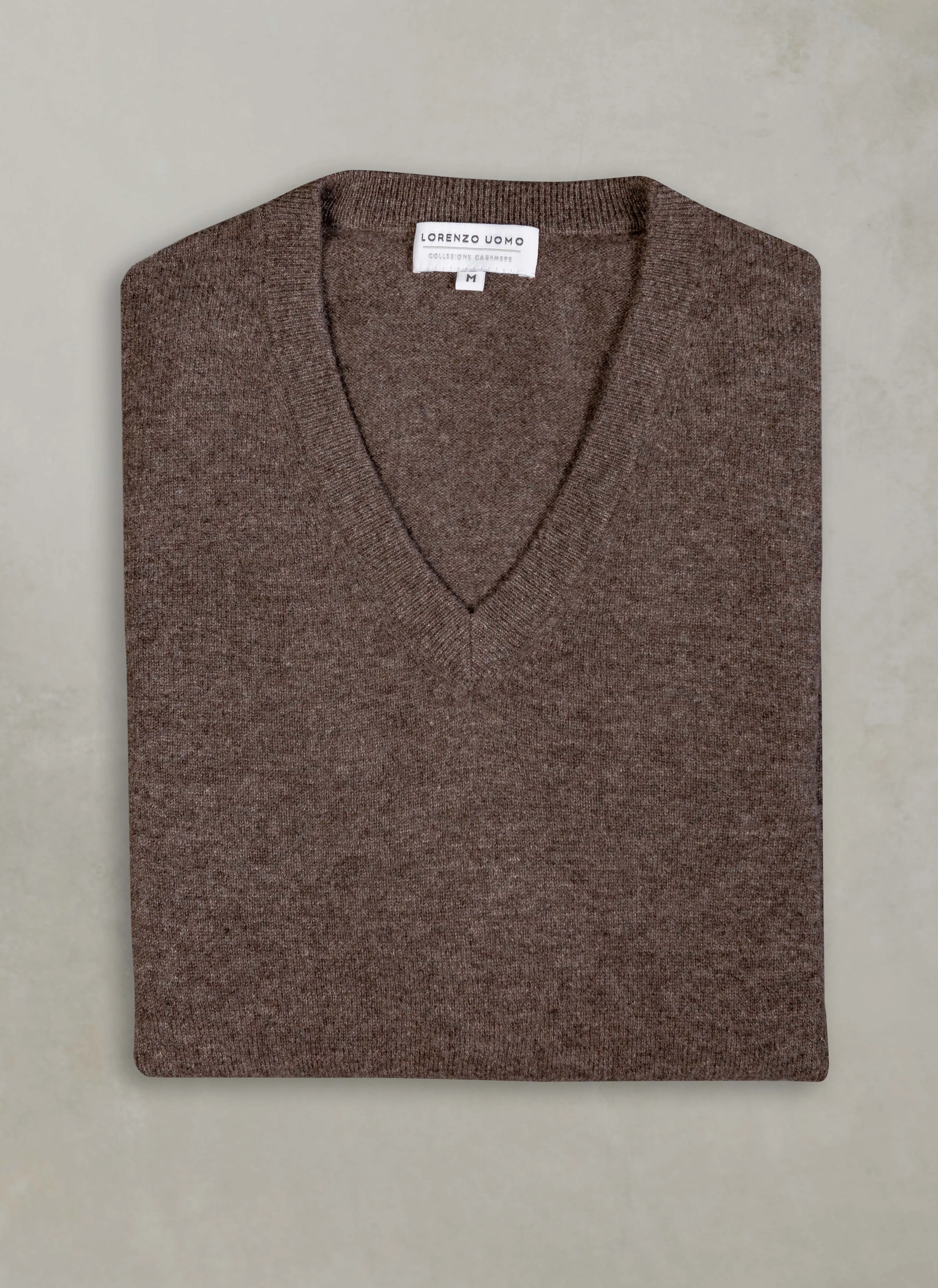 Men's Tribeca V-Neck Cashmere Sweater in Heather Brown