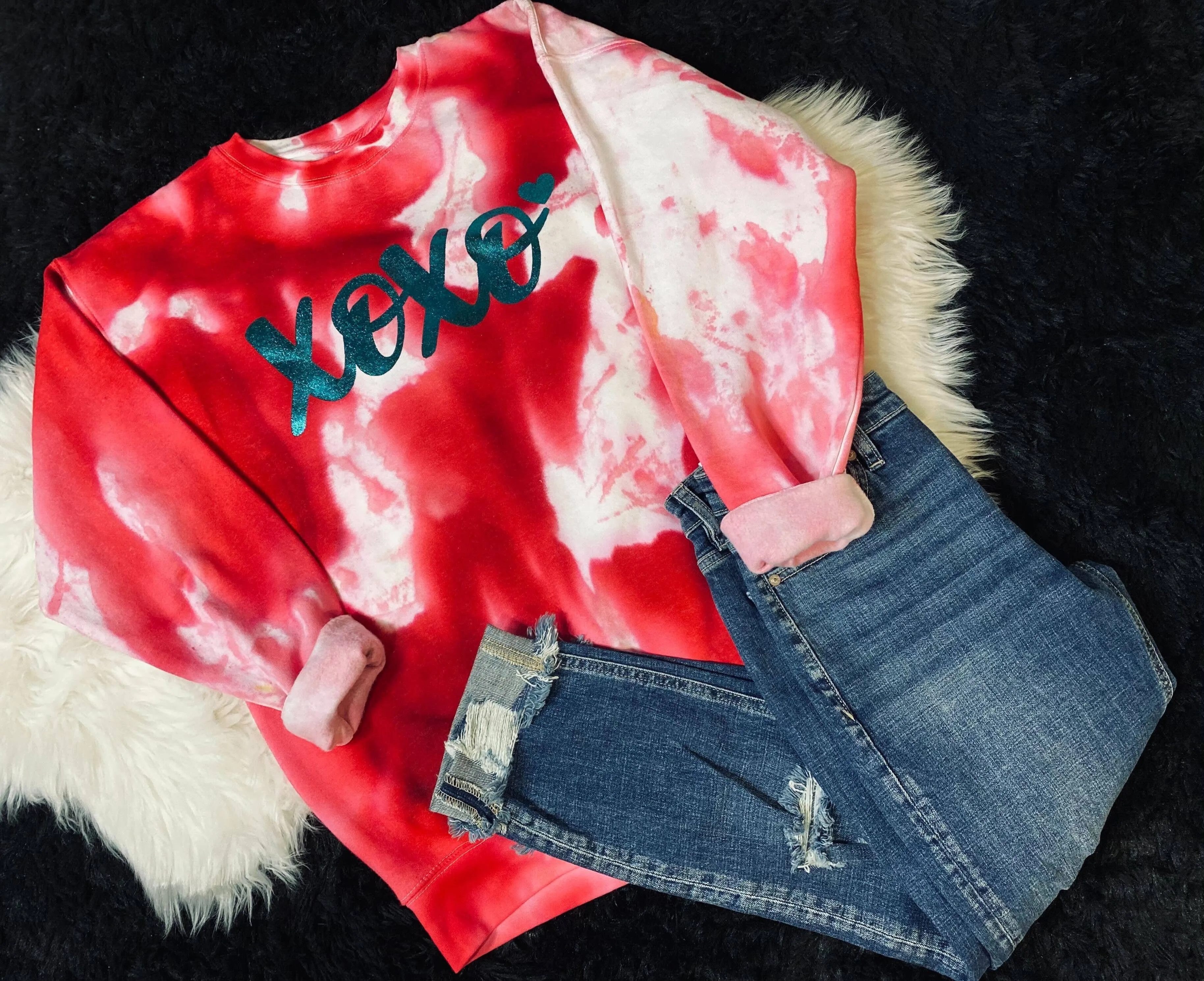 MidWest Tees - Pink Tie Dye Foil XOXO