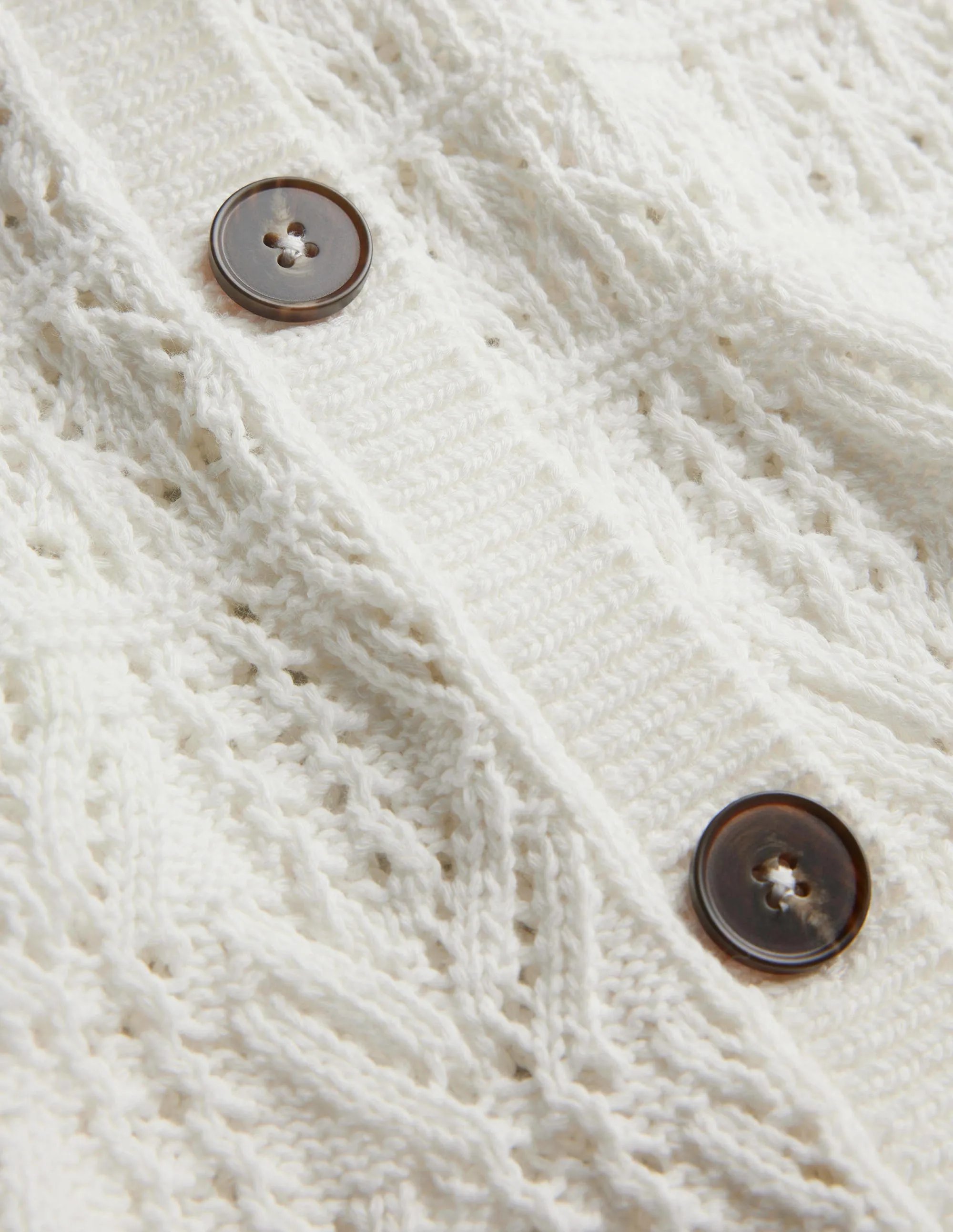 Pointelle Cotton Cardigan-Warm Ivory