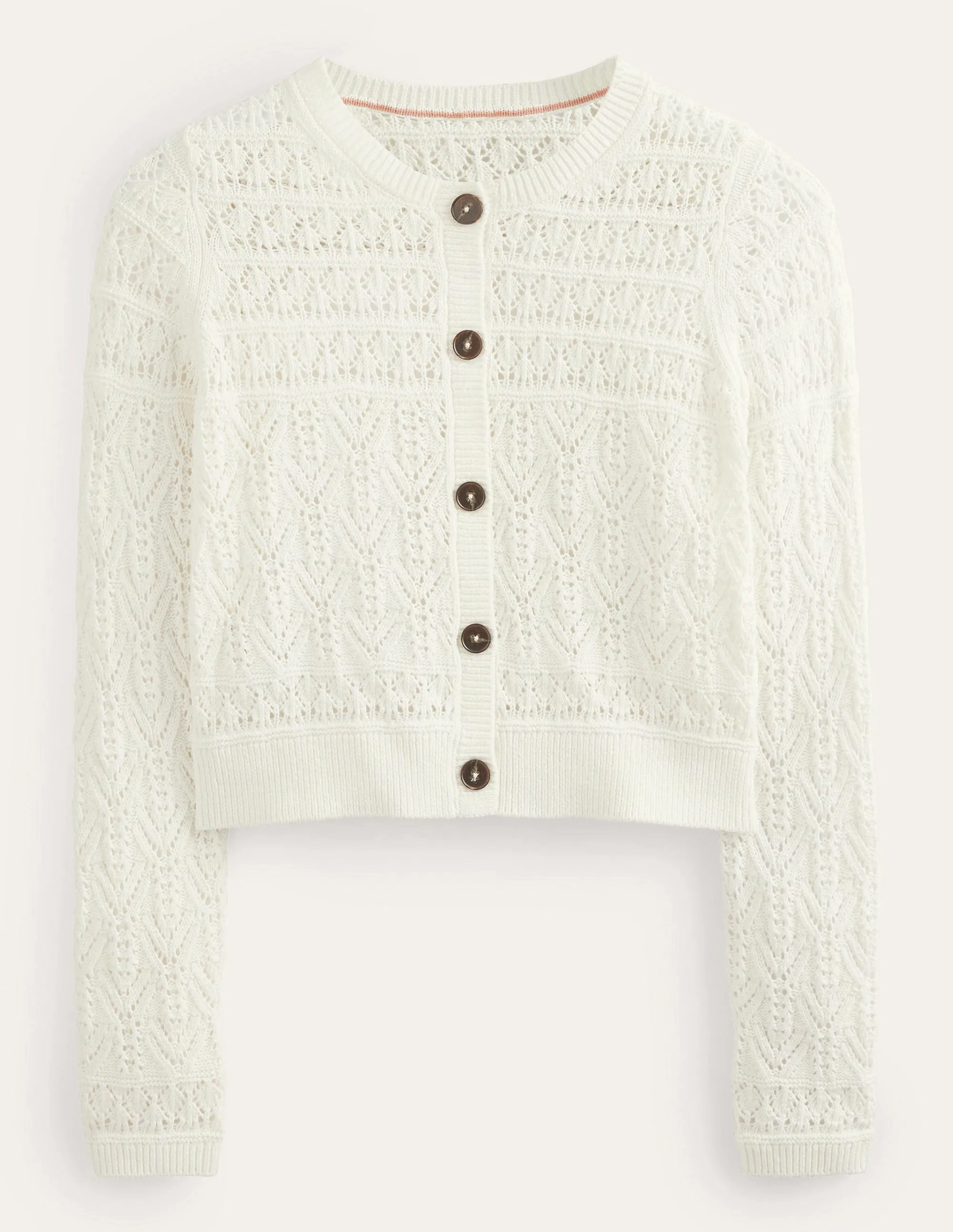 Pointelle Cotton Cardigan-Warm Ivory