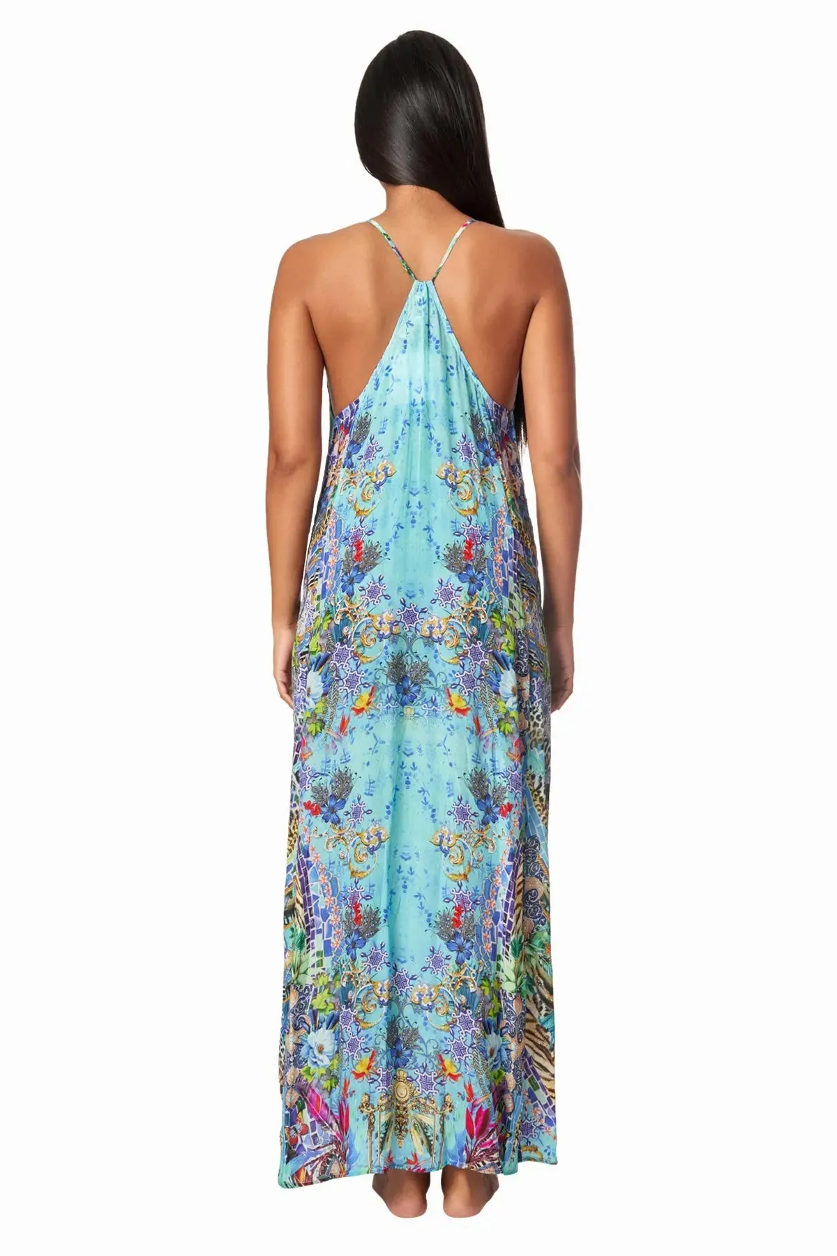 Poppy Garden Racerback Maxi Dress for Resort or Cruise