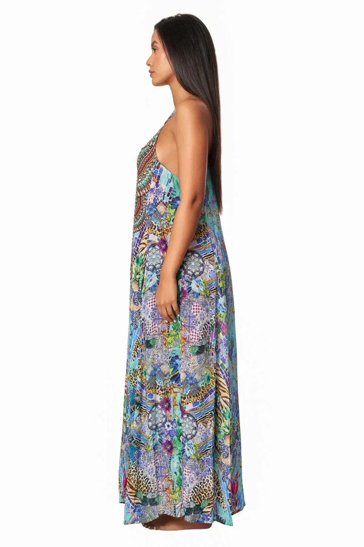 Poppy Garden Racerback Maxi Dress for Resort or Cruise