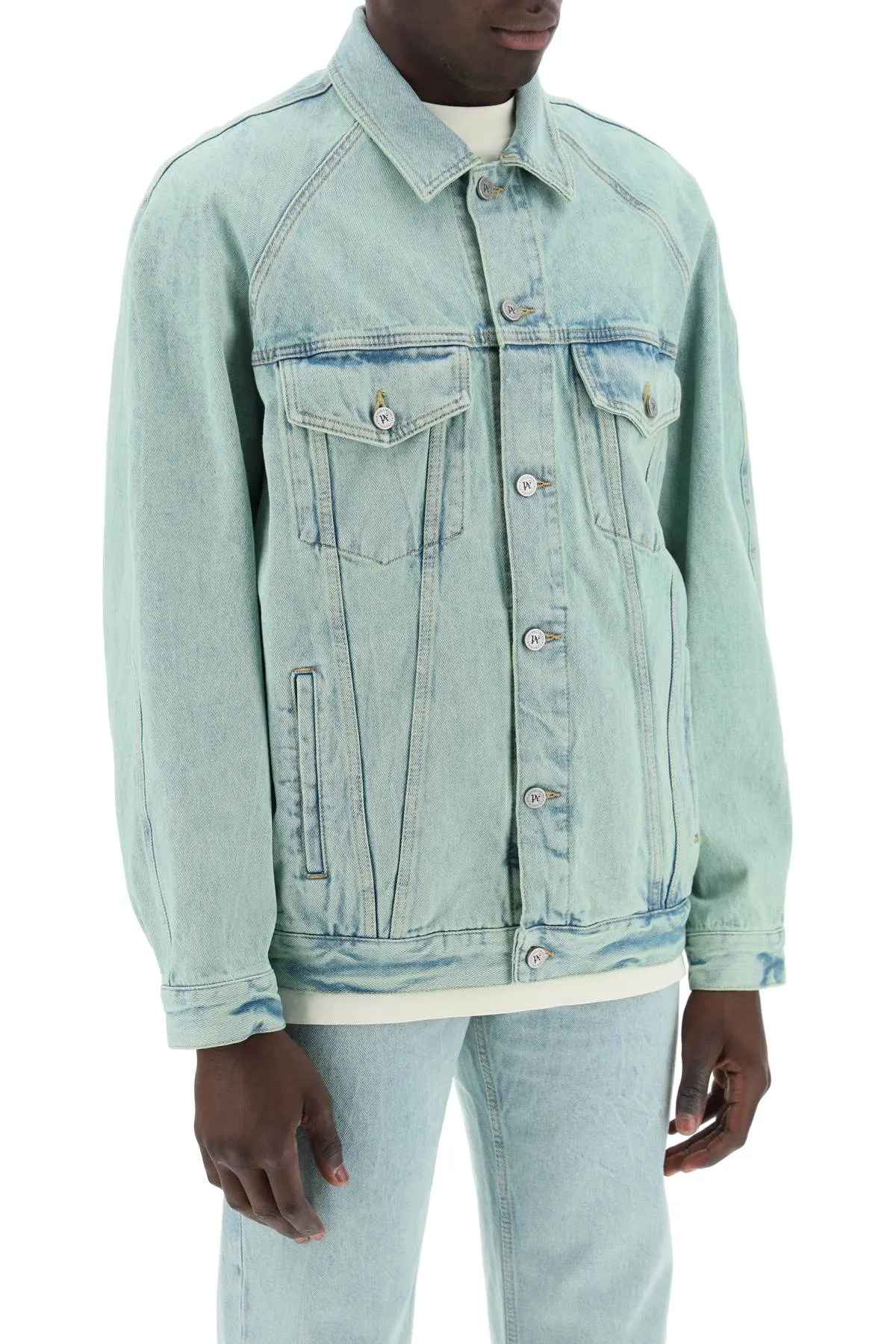 "denim overdye jacket PMYE038S24DEN001 MINT OFF WHITE