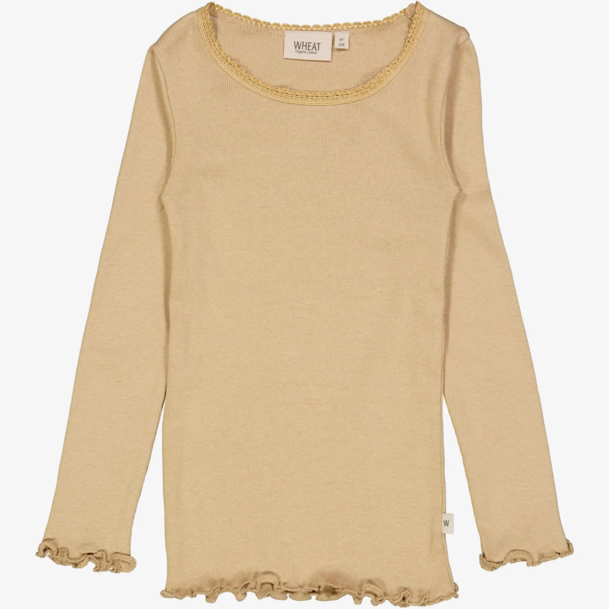 Rib T-Shirt Lace LS - latte