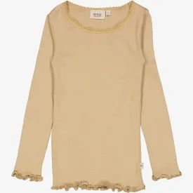 Rib T-Shirt Lace LS - latte