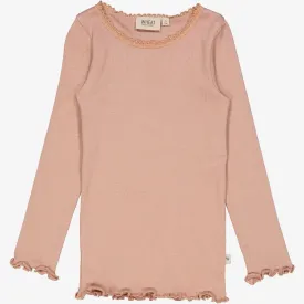 Rib T-Shirt Lace LS - rose dawn