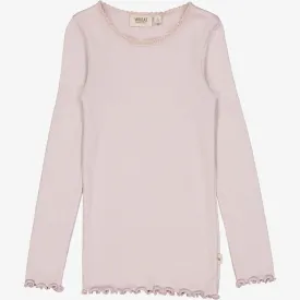 Rib T-Shirt Lace LS - soft lilac