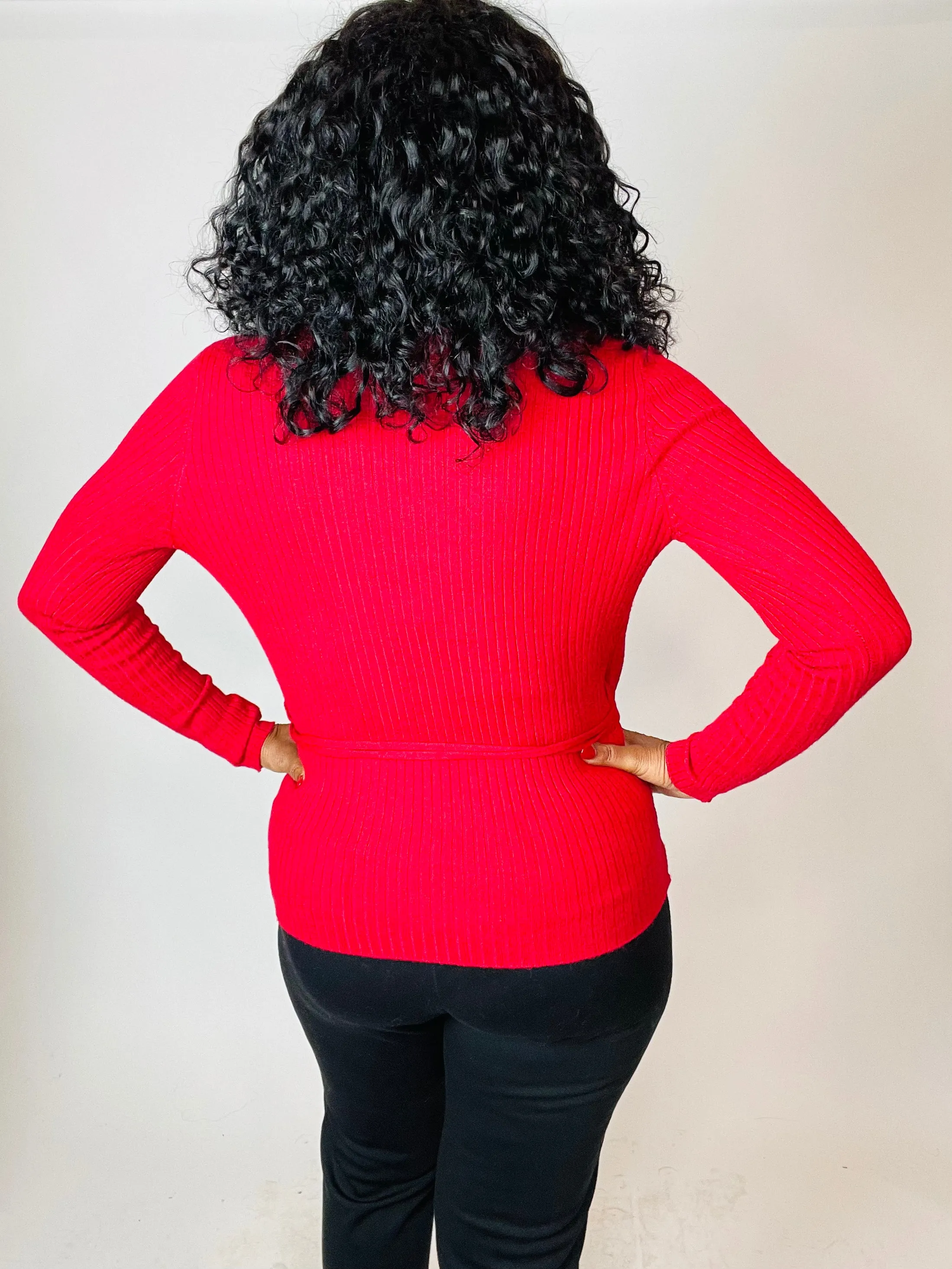 Sepia V-Neck Wrap Sweater Top