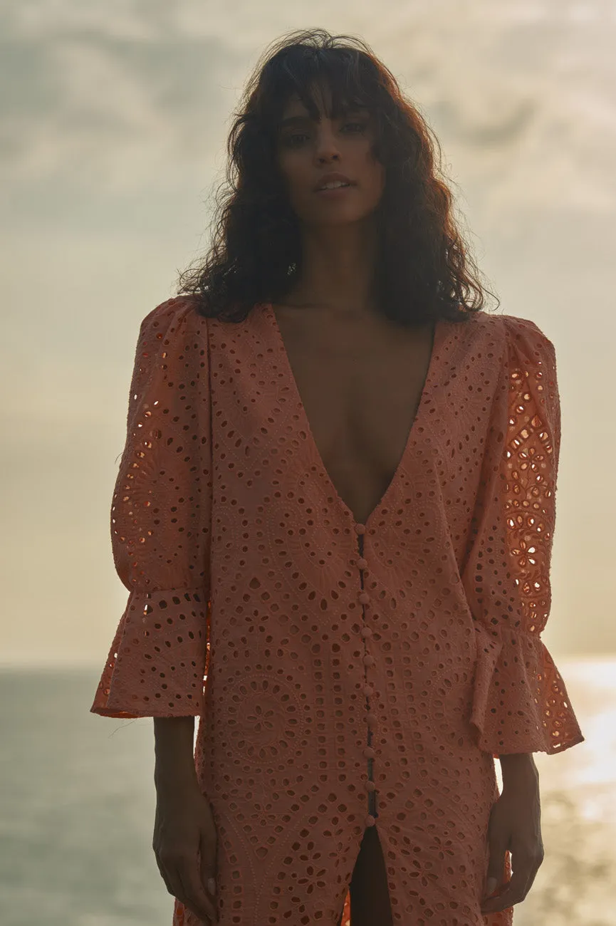 Serrana Eyelet Tunic / Apricot