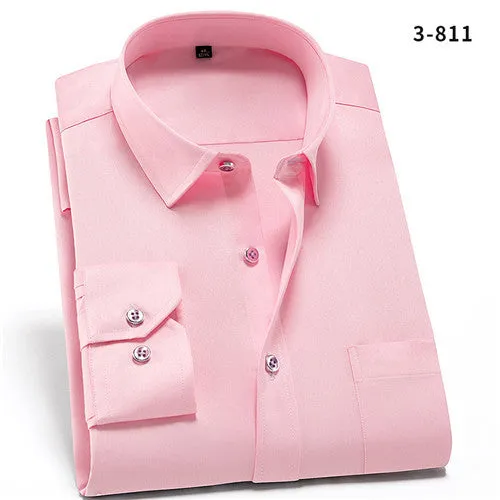 Shirts for Men Spandex Long Sleeve Dress Shirt Men Regular Fit with Front Pocket