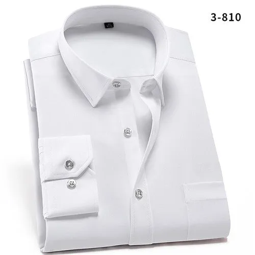 Shirts for Men Spandex Long Sleeve Dress Shirt Men Regular Fit with Front Pocket