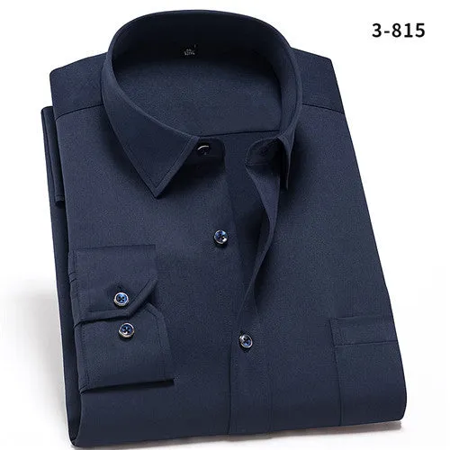 Shirts for Men Spandex Long Sleeve Dress Shirt Men Regular Fit with Front Pocket