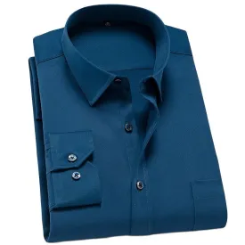 Shirts for Men Spandex Long Sleeve Dress Shirt Men Regular Fit with Front Pocket