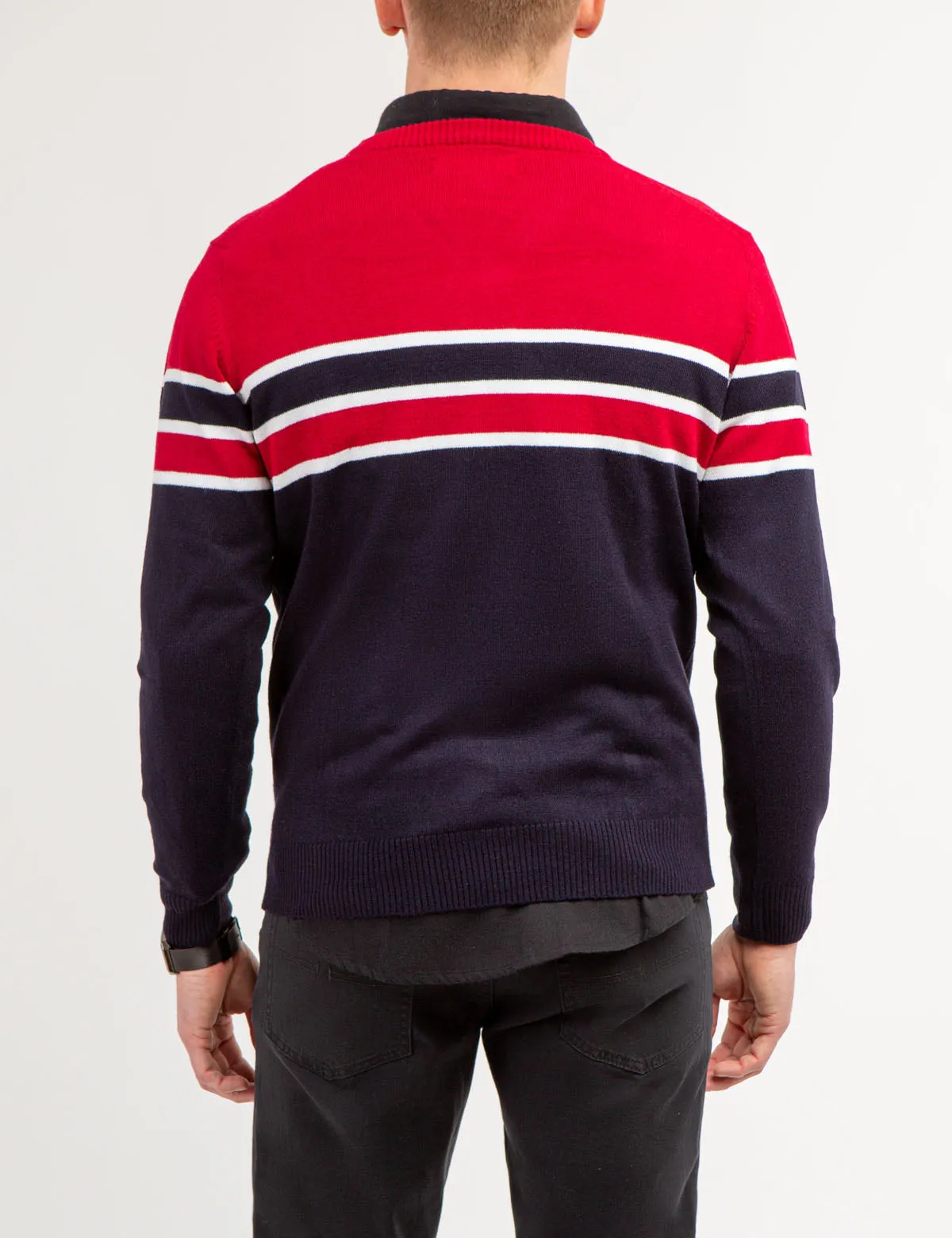 SOFT STRIPE V- NECK SWEATER